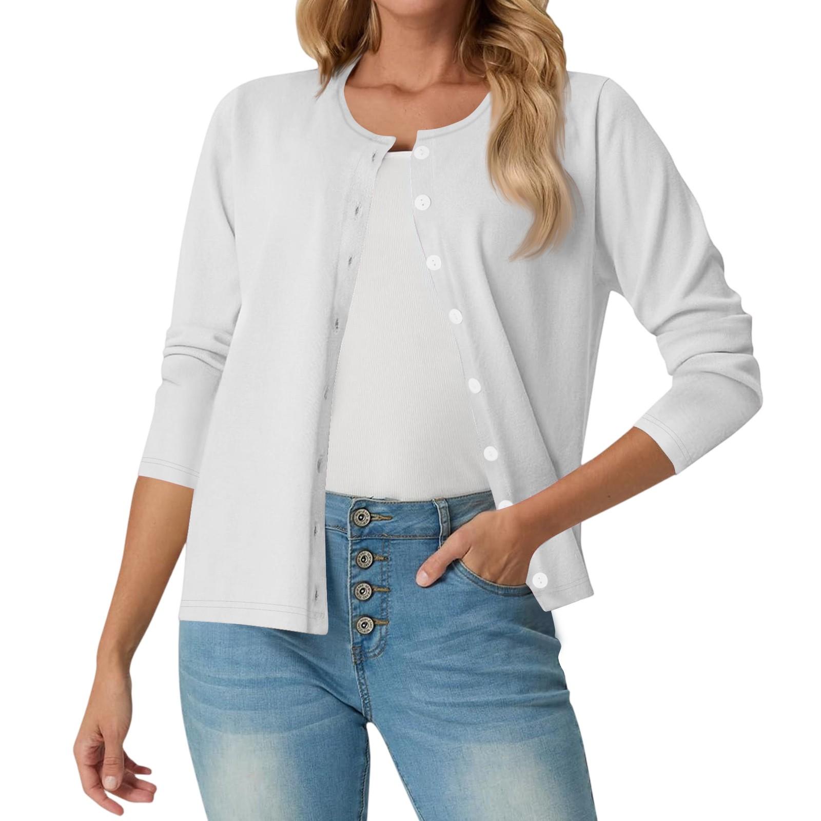 

Женский модный повседневный удобный кардиган однотонного цвета XL белый