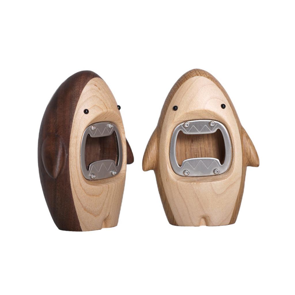 Shark Wooden Bottle Opener, Creative Portable Beer Cap Remover, Unique Gift for Home Bar Party, Eco-friendly Funny Accessory