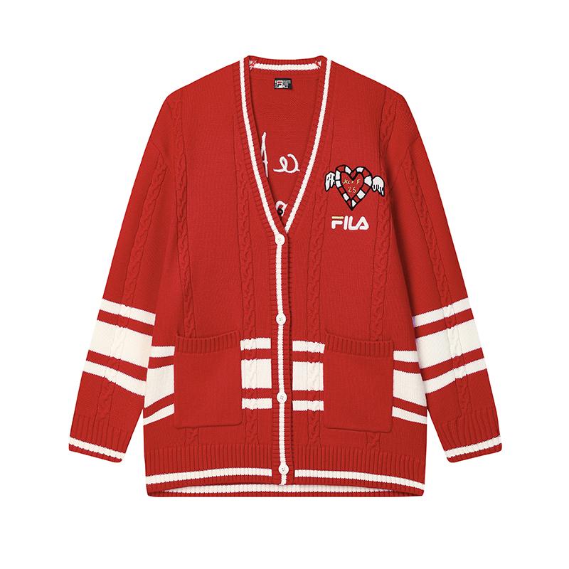 

Fila Серия CNY Удобная Дышащая Модная Тканая Куртка Вязаный Свитер Женская верхняя одежда Легендарно-Красный F11W519404FRD L