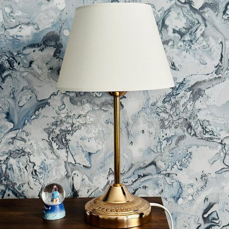

Royal Gold Metal Footed Lampshade Cream Fabric Headboard Bedroom Lampshade Living Room Table Lamp