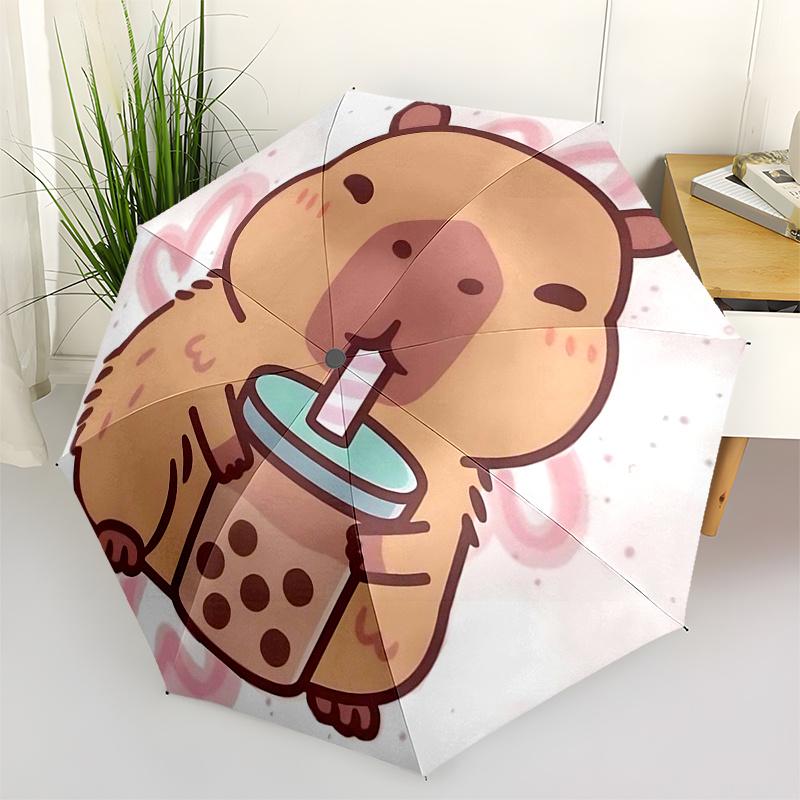Capybara Themed Travel Umbrella-8 Ribs Automatic Opening and Closing, Portable Folding Design, Compact and Stylish Umbrella Suitable for Out