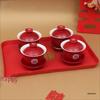 Wedding Tea Cup Set - Red with Lids and Chopsticks, Perfect for Happy Events and Households