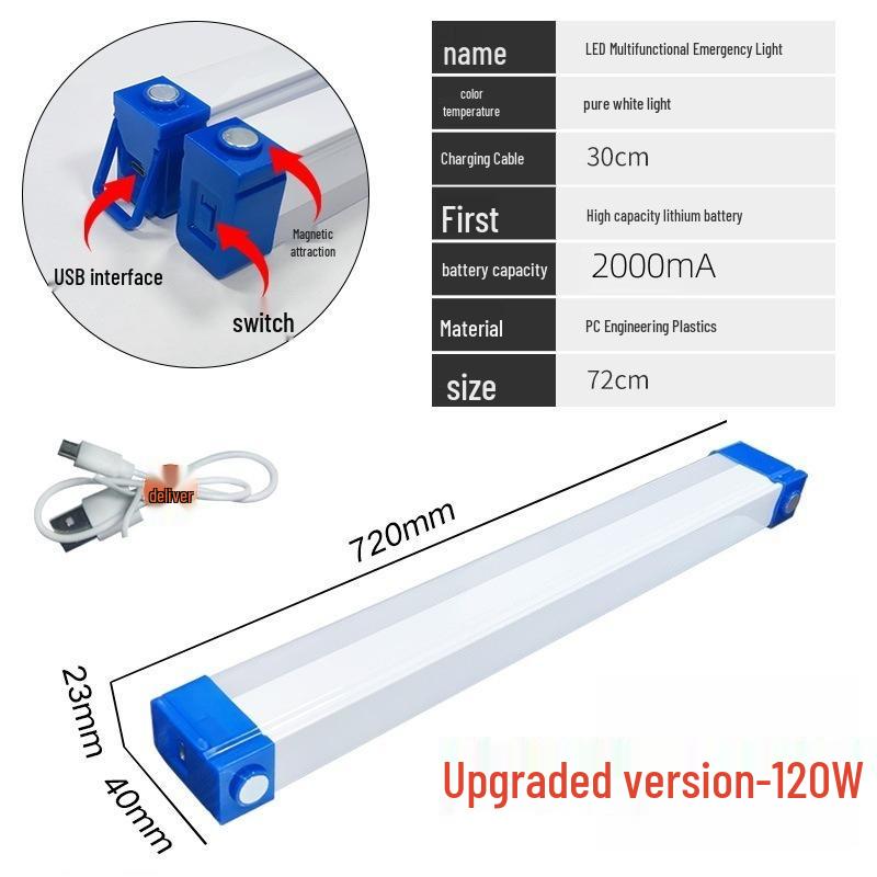 USB Rechargeable LED Emergency Tube: Magnetic Suspension for Home, Camping, and Market Lighting