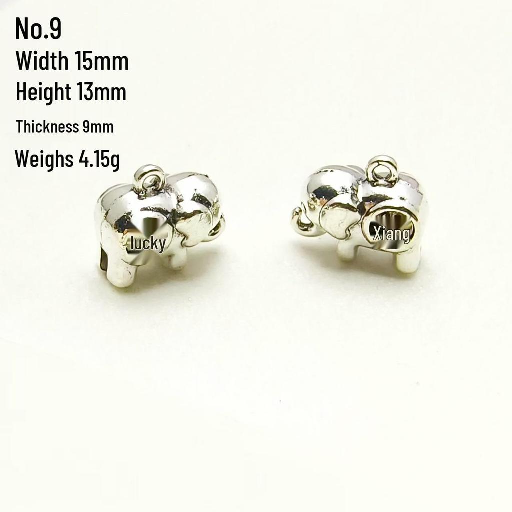 Tibetan Silver Ethnic Bracelet with Thai Elephant Pendant and Vintage Alloy Charms