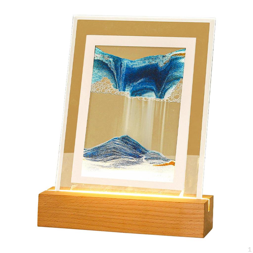 Art Picture, Night Light Landscape Glass for Tabletop Study Room Adults Desktop Decor