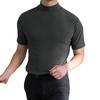 Pánské jednobarevné tričko s vysokým límcem a krátkým rukávem - Módní letní spodní tričko 2024