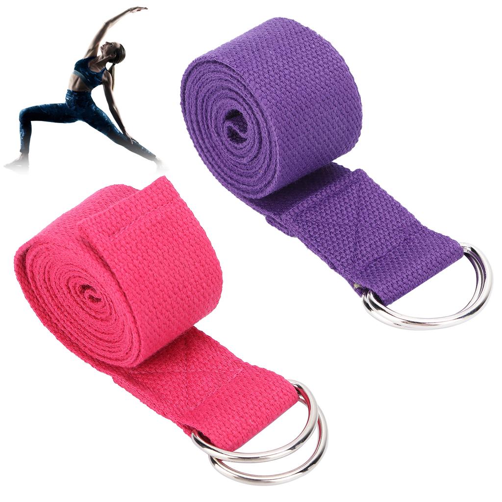 Fitness Stretching Strap NonElastic Stretch Yoga Strap Cotton Fitness Bands with DRing Buckle