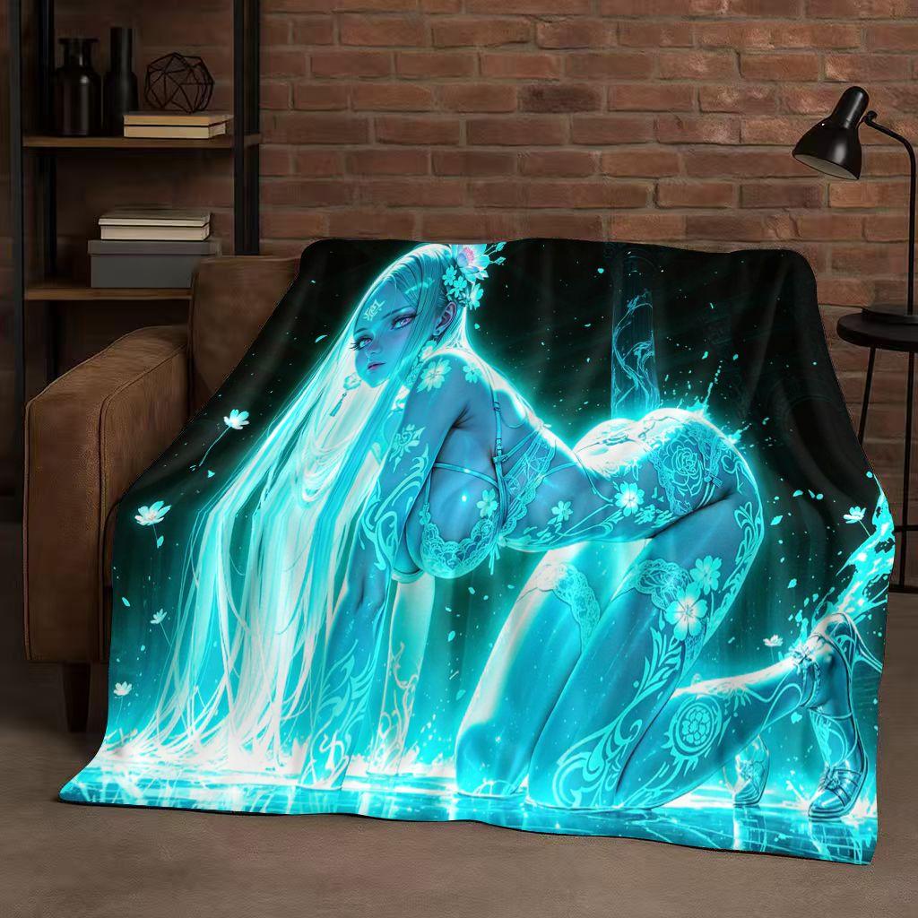 2026 New Sexy Bikini Girls Cartoon Anime Characters Flannel Blanket,Soft Plush Throw for Home Bedroom Bed Sofa Cover Trave Gift