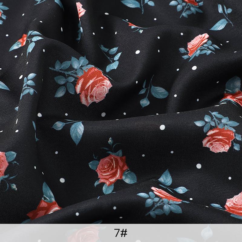 0,5 m/1 m/2 m Mjuk Rosmönstrad Chiffongtyg för Sömnad av Sommarklänningar, Skjortor, Sängkläder, Handgjorda DIY-Klädtyger TJ22839