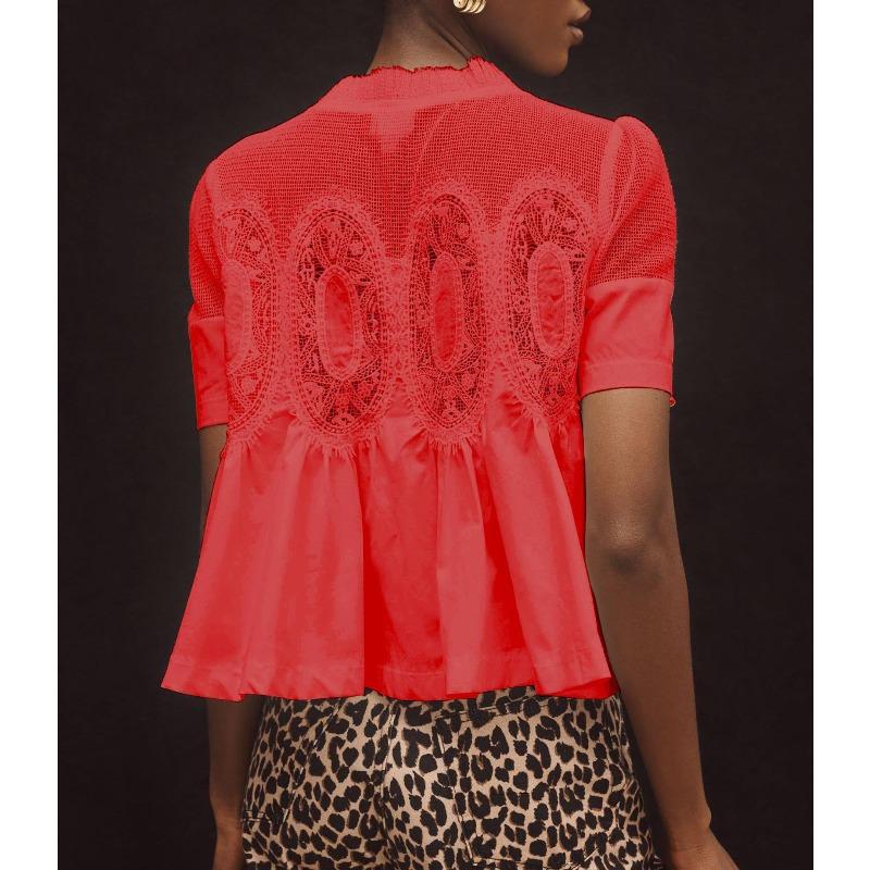 YYFS Moda damska Casual Lato Wiosna Jednolity kolor Drukuj Bluzki i koszule z krótkim rękawem i dekoltem w kształcie litery O