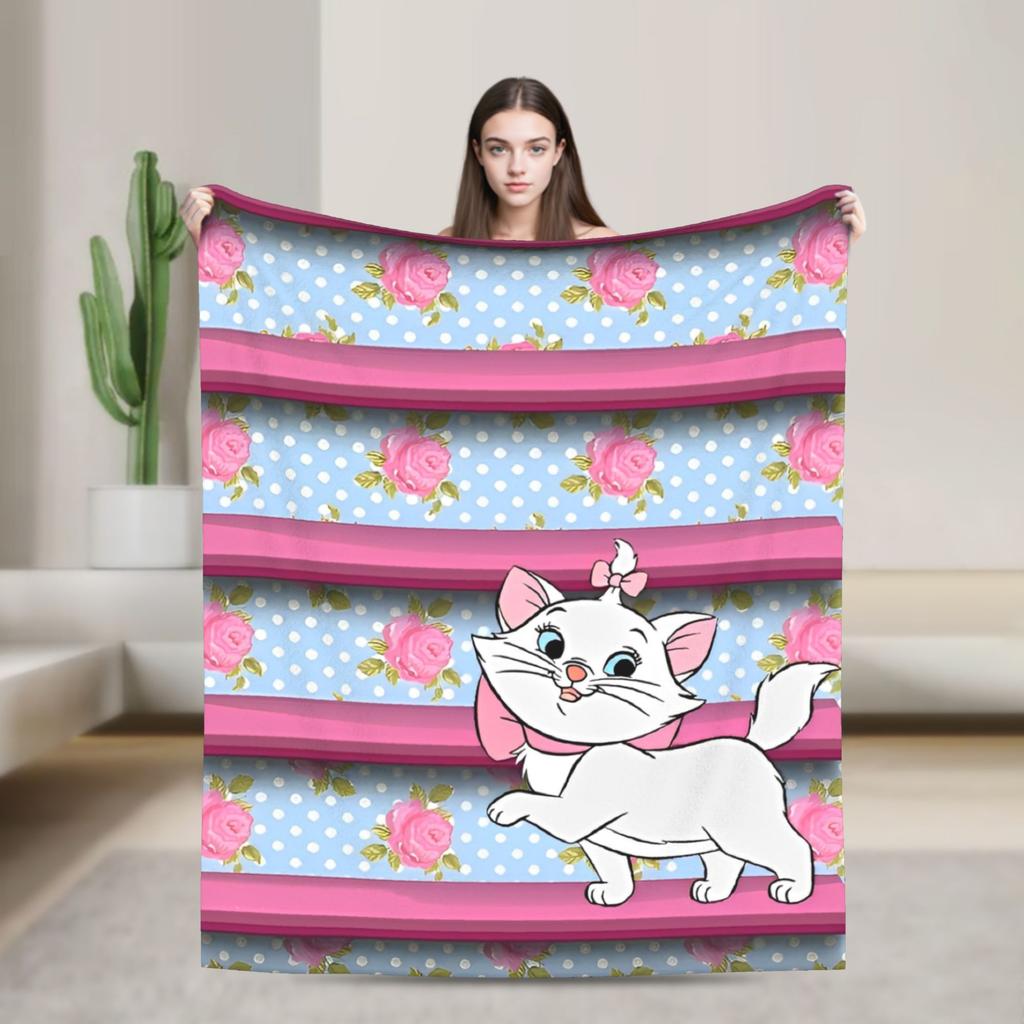 Marie Cat Cartoon  Warm Soft Blanket  Camping Plush Throw Blanket Fashion Home Decor Flannel Bedspread Sofa Bed Cover