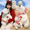 Adorable White Plush Polar Bear Toy With Cute Scarf Perfect For Kids Birthday Gifts And Decorations