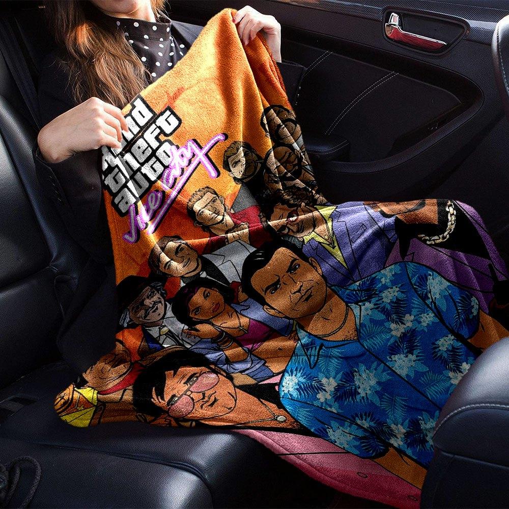 1pc Grand Theft Auto Soft Flannel Blanket with Designer Print A Cozy Blanket for All Seasons, Perfect for the Couch, Bed, Office