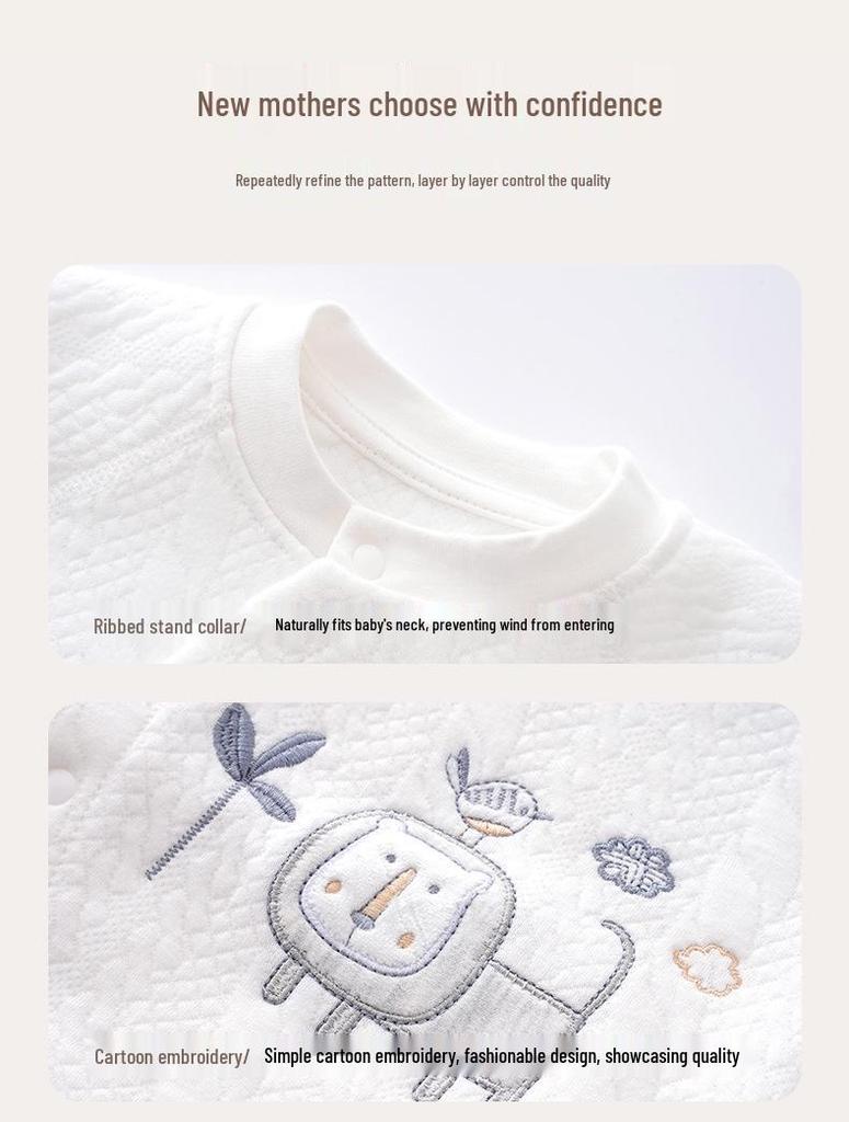 Thickened Pure Cotton Baby Romper - Newborn Full Body Warm Crawling Suit for Autumn/Winter