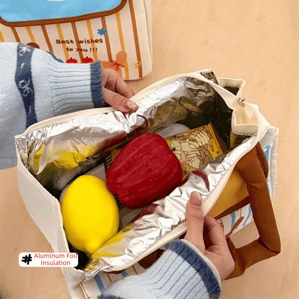 Cute House Lunch Box Bag Portable Food Thermal Handbag Practical Cartoon Lunch Bag  Home/Office