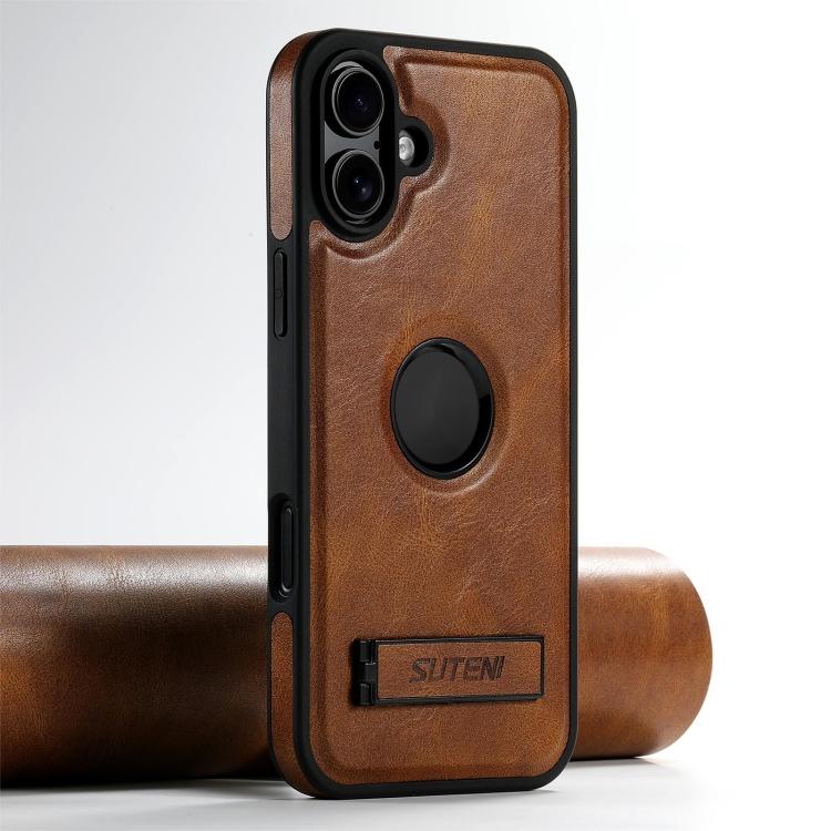 Suteni G2 Magsafe Oil Wax Leather Back Phone Case with Holder