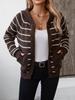 Women's Hooded Knitwear Fall/winter Loose Pocket Striped Cardigan Sweater