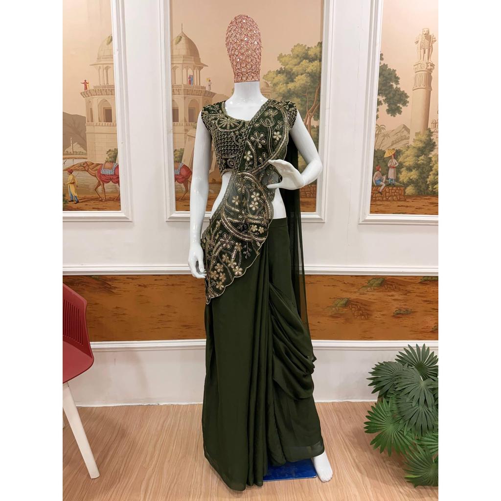 New Superhit Launch – Trending Lehenga Saree with Fully Embroidered Stylish Blouse On Rangoli Silk Fabric