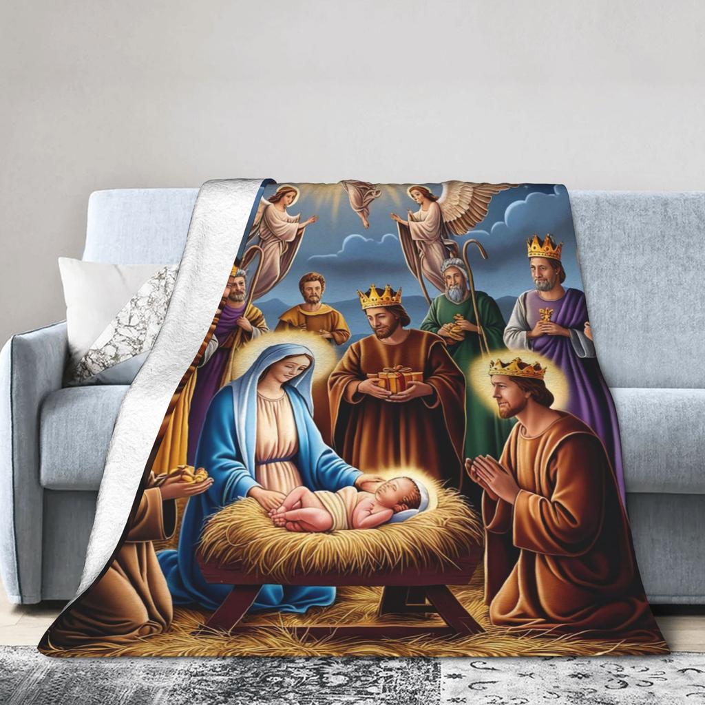 Christmas Story Jesus Is Born Blankets Quality Super Soft  Bedding Throws Winter Girls Boys Couch Chair Fluffy Bedspread