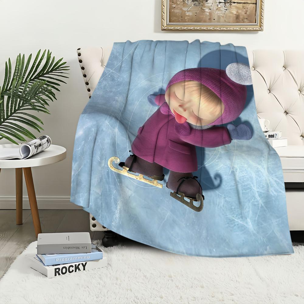 Coperta Cartoon Masha e Orso in Flanella, calda, confortevole, morbido peluche, per Picnic, Letti, Divani, Case e Camere da Letto
