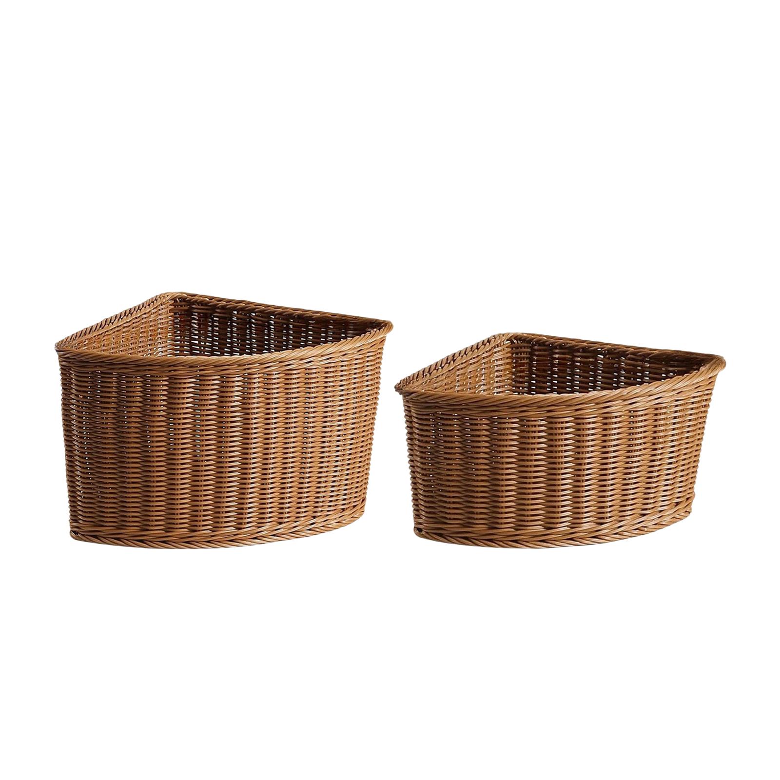 

Corner Storage Basket,Multifunctional,Storage Bin,Farmhouse,Home Decor,Woven Triangular Shelf Basket for Bathroom Pantry Radius 26.5cm