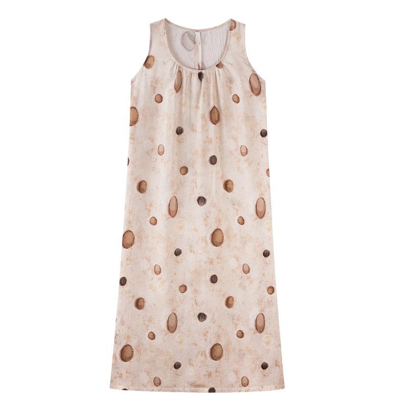 Summer New Women's Lyocell Nightdress Suspender Loungewear Fashionable Breathable Loose Chest Pad Medium and Long Dress