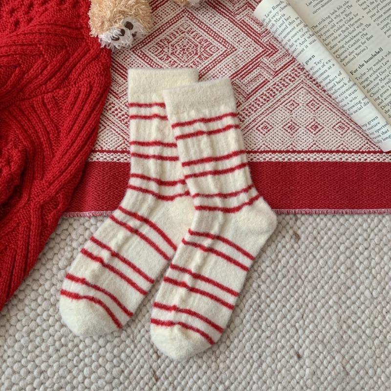 Australian Wool New Year Socks - Children's Red Socks, Christmas Stockings, Thick and Warm Sheepskin Socks, Bright Red Socks, Cute