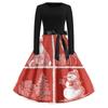 Women's Casual Fashion Round Neck Christmas Printed Vintage Dress