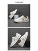 European Men's Genuine Cowhide Leather Casual White Sneakers - Breathable, Non-slip, Outdoor Fitness Shoes