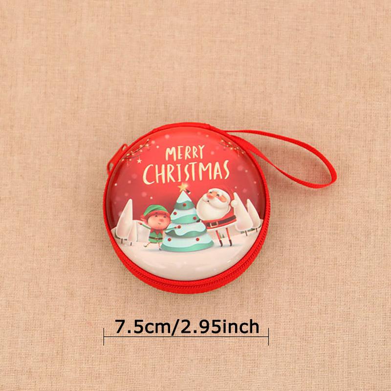 WTEMPO 4PCS Christmas Gifts Christmas-themed Pattern Printed Christmas Coin Purses Christmas Zipper Gift Bags Christmas Tree Hanging Pendants