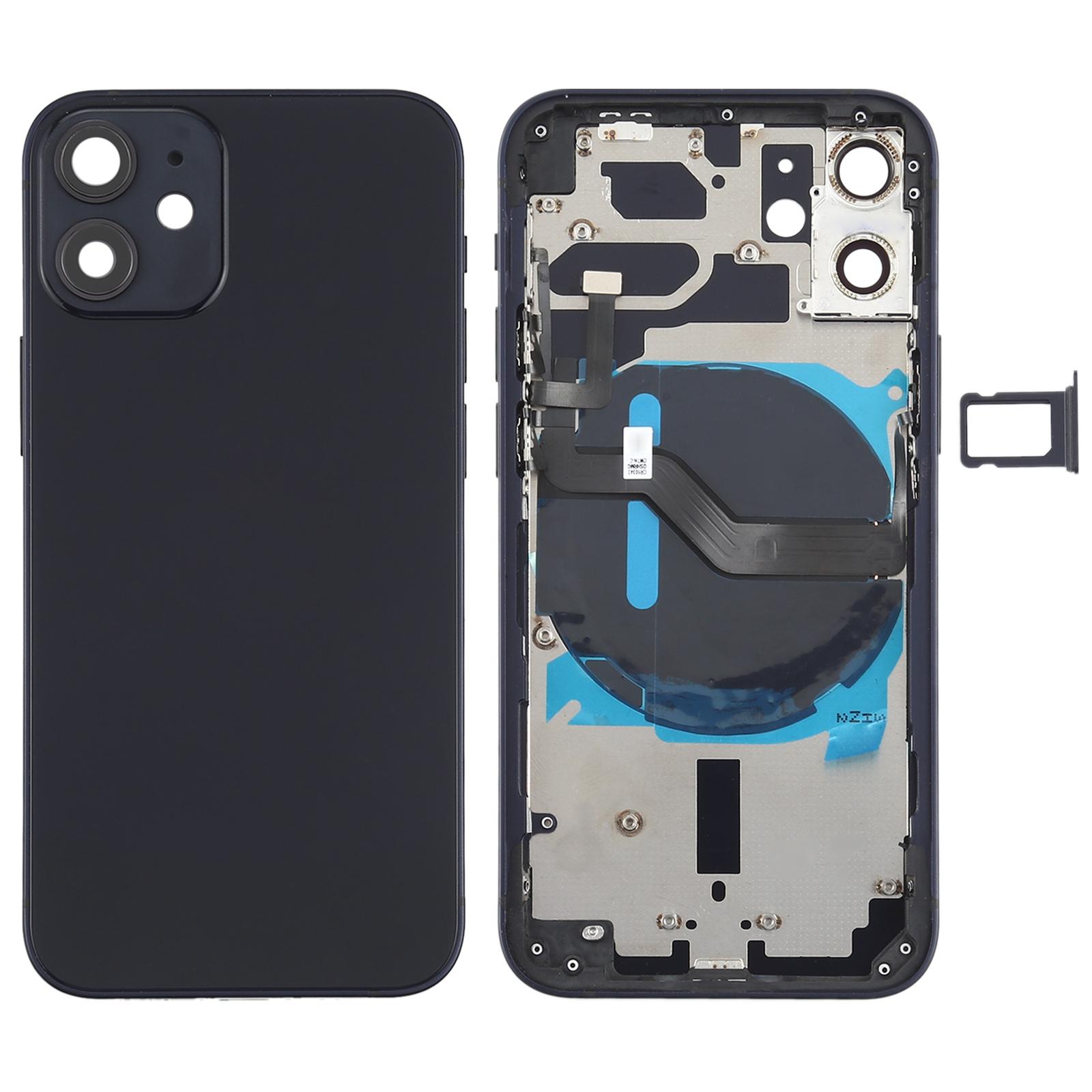

For iPhone 12 mini Back Housing Cover Repair Kit (with Side Keys+Card Tray+Power+Volume Flex Cable+Wireless Charging Module) Black