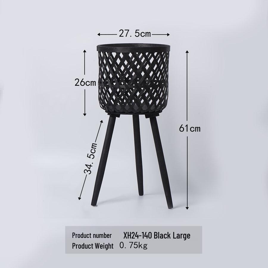 Nordic Rattan Woven Plant Stand - Handmade High-Leg Wooden Flower Pot for Indoor/ Balcony/ Living Room.