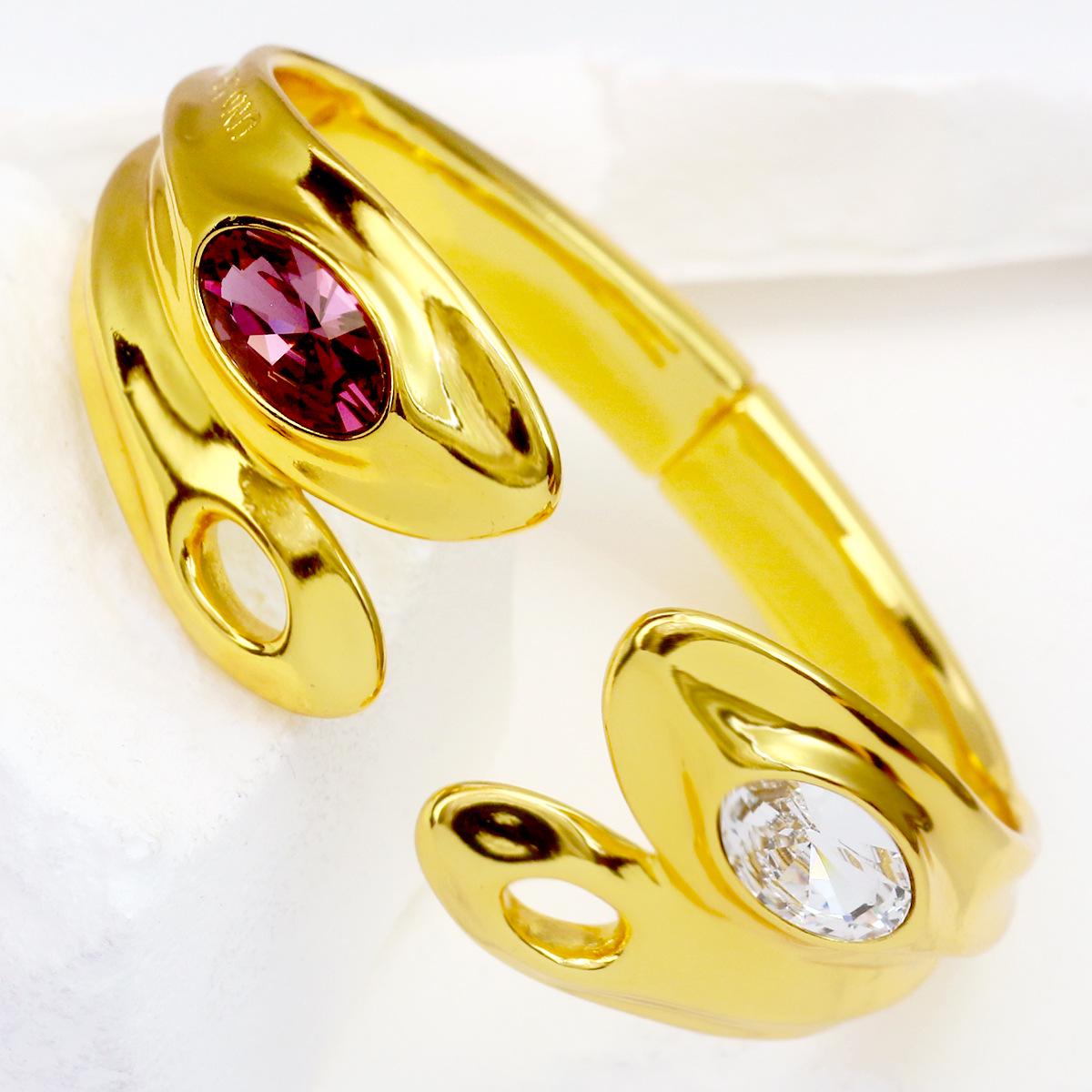 UNOde50 Women s Trendy Oval Crystal Open Spring Bracelet 19 cm