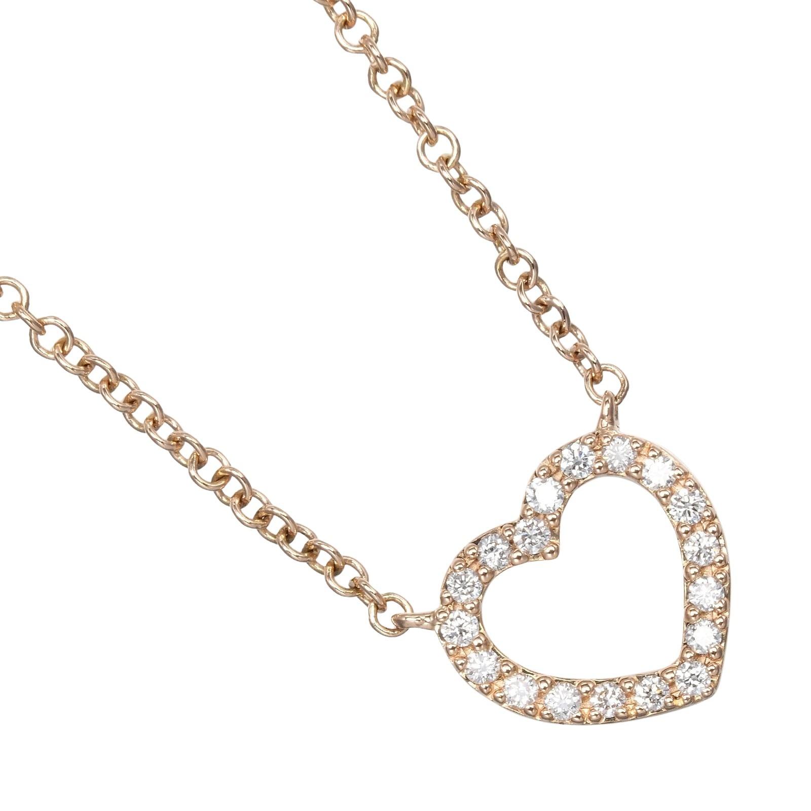 

TIFFANY&Co. Metro Heart Necklace K18 Pink Gold/diamond 2g Women Used