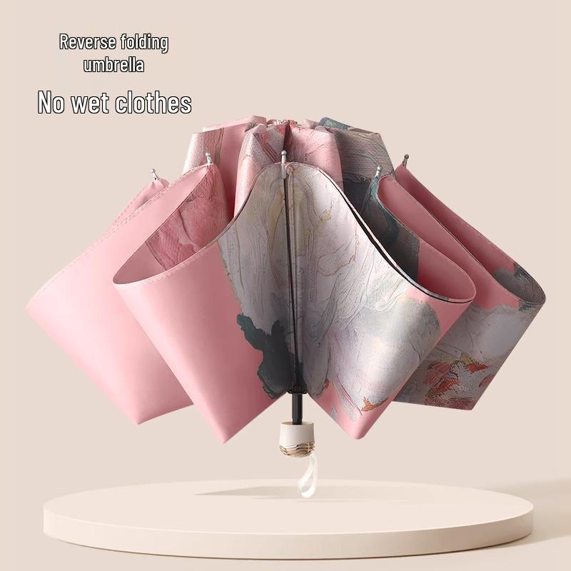 Wendbarer Doppelschichtiger Faltbarer Sonnen- & Regenschirm mit Hochwertigem UV-Schutz und Design im Nationalstil