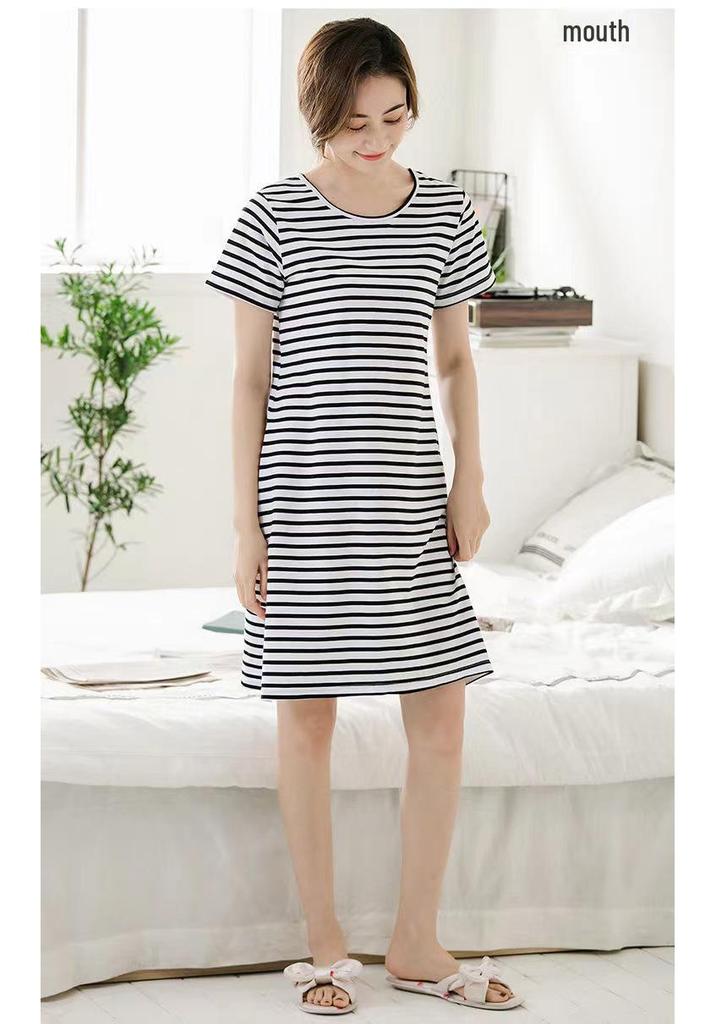 Women's Combed Cotton Pajama Dress with Built-in Bra Pads – Cool, Summer-Ready, Wearable Outdoors, All-Cotton Nightgown.