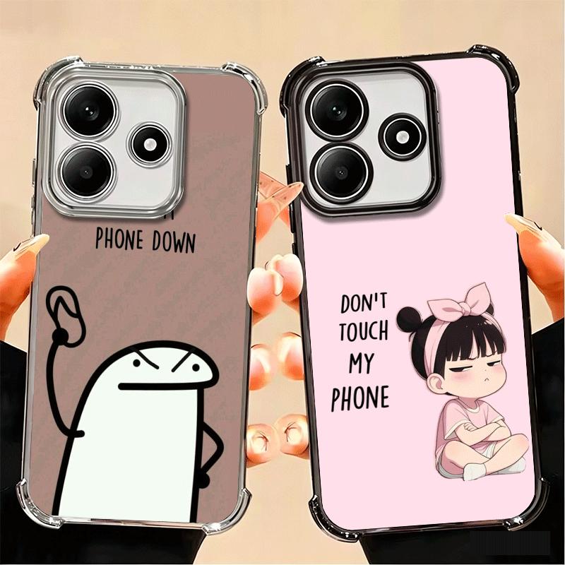 Funny Dont Touch My CallPhone Plating Phone Case For Xiaomi Poco X5 X6 X7 X8 Pro Max F8 Ultra F7 M8 M7 M5S Redmi 15C 15 14C 13C