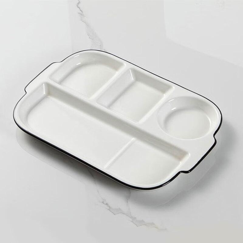 JIWUSENLIN Ceramic Divided Plate, Fast Food Tray, Student Meal Box, Compartmented Postpartum Tableware, Individual Serving Plate, Breakfast Plate