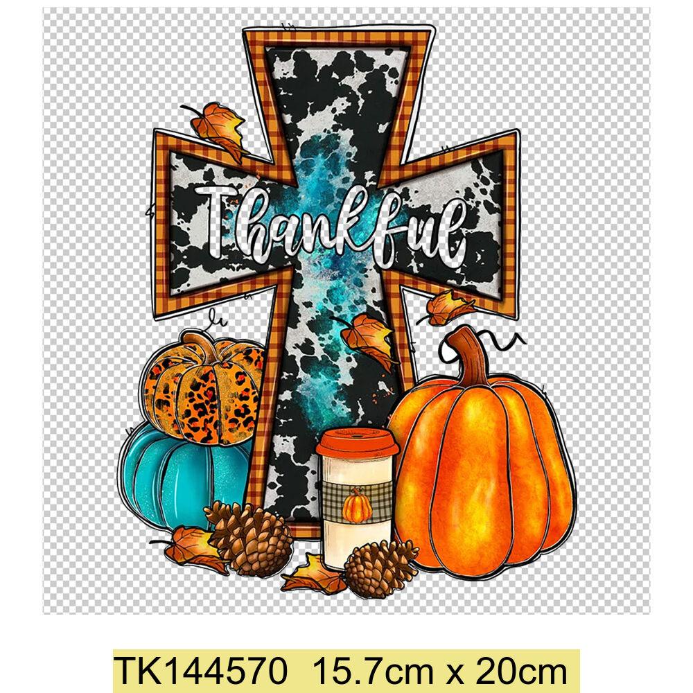 Fall For Jesus He Never Leaves Iron Heat Transfer Clothing Home Decor Print Waterproof Hoodie T-shirt Sticker Thanksgiving Gift