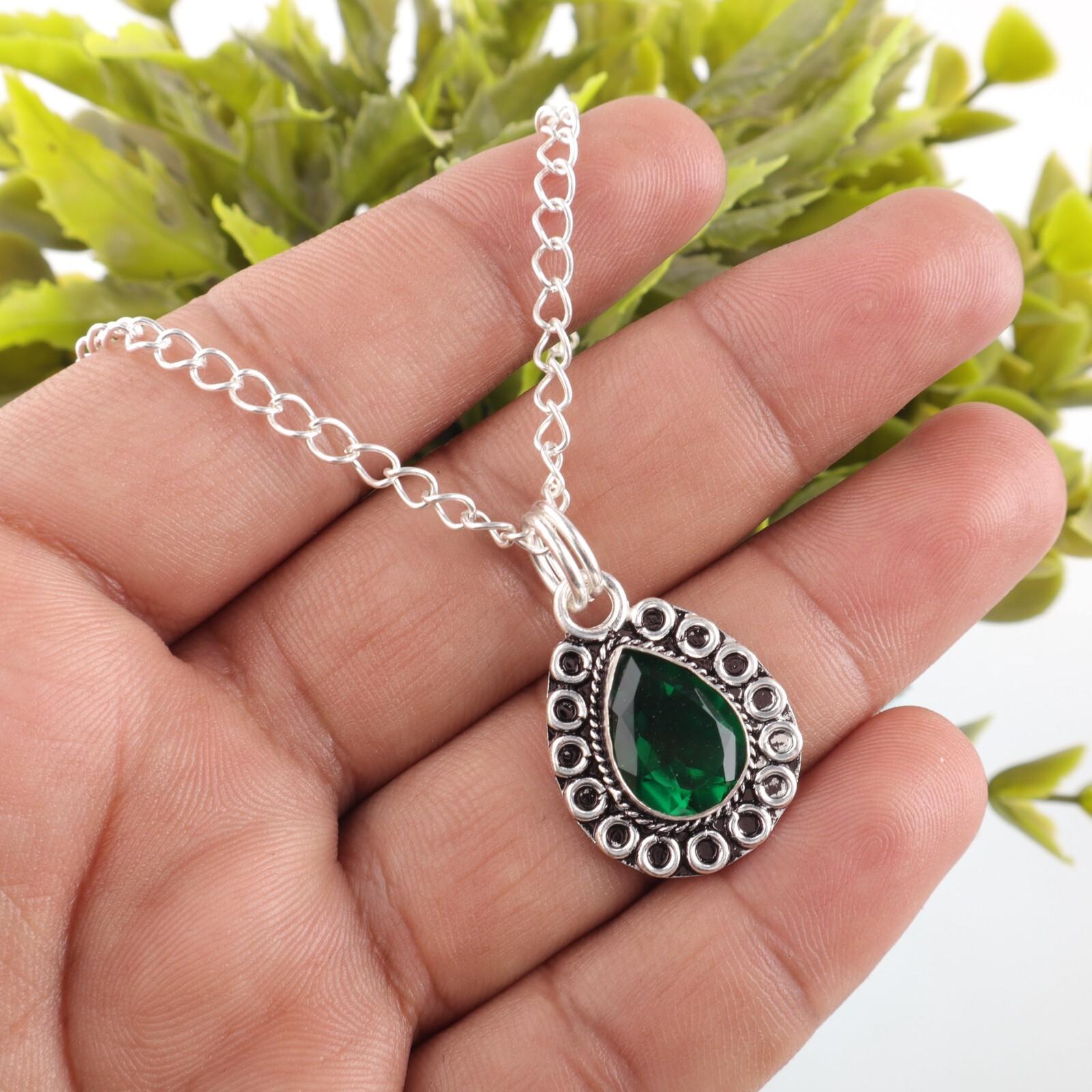 

Майский камень Зеленый изумруд Драгоценный камень 925 Серебро Помолвочный Модный Кулон Ювелирное изделие PP-26-10