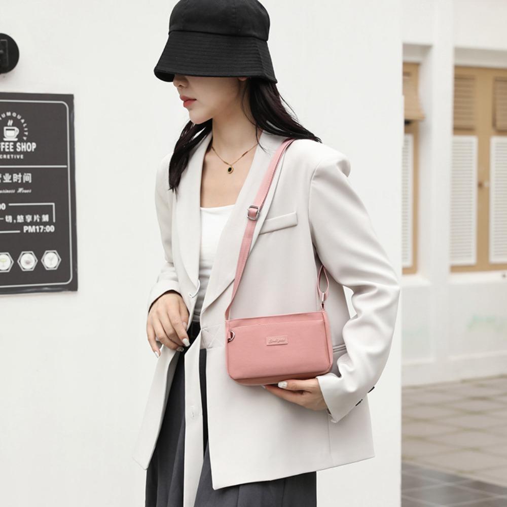 

Soft Nylon Square Bag Japanese Style Casual Women Pouch Large Capacity Shoulder Bag School фіолетовий