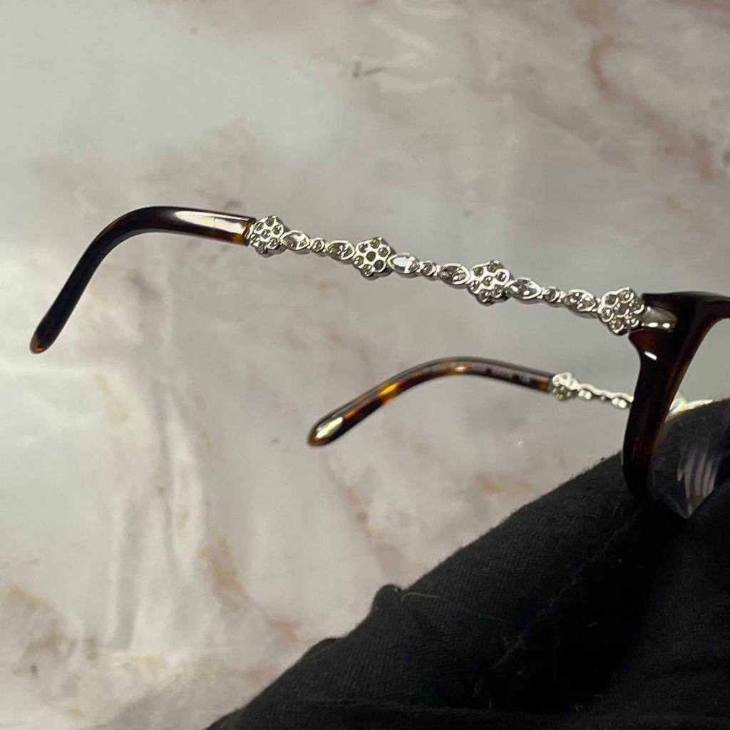 Used Tiffany archive y2k rhinestone tortoiseshell glasses case