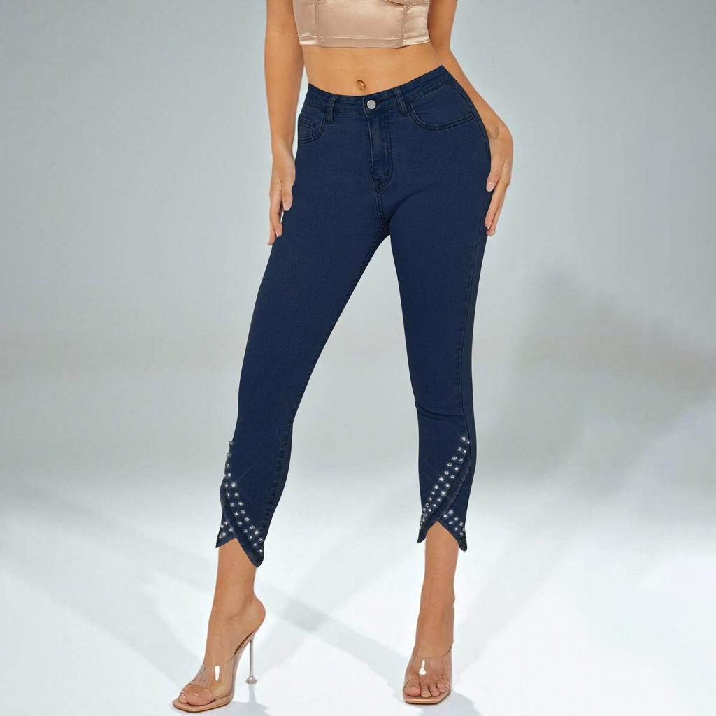 Women's High Waist Jeans Skinny Casual Diamond Jeans