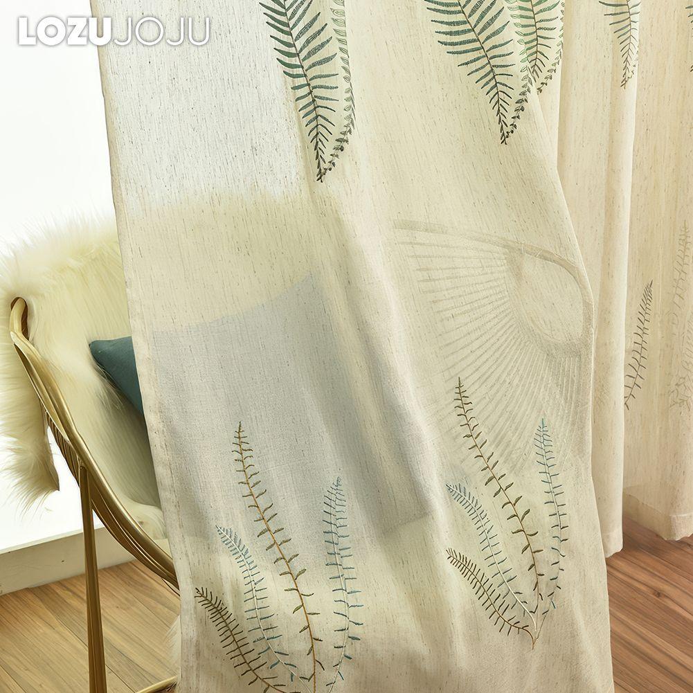 1 STÜCK LOZUJOJU Modischer und vielseitiger Retro-Licht-Luxus-gestickter, halbtransparenter, durchsichtiger Vorhang für Wohnzimmer, Schlafzimmer, Heimdekoration