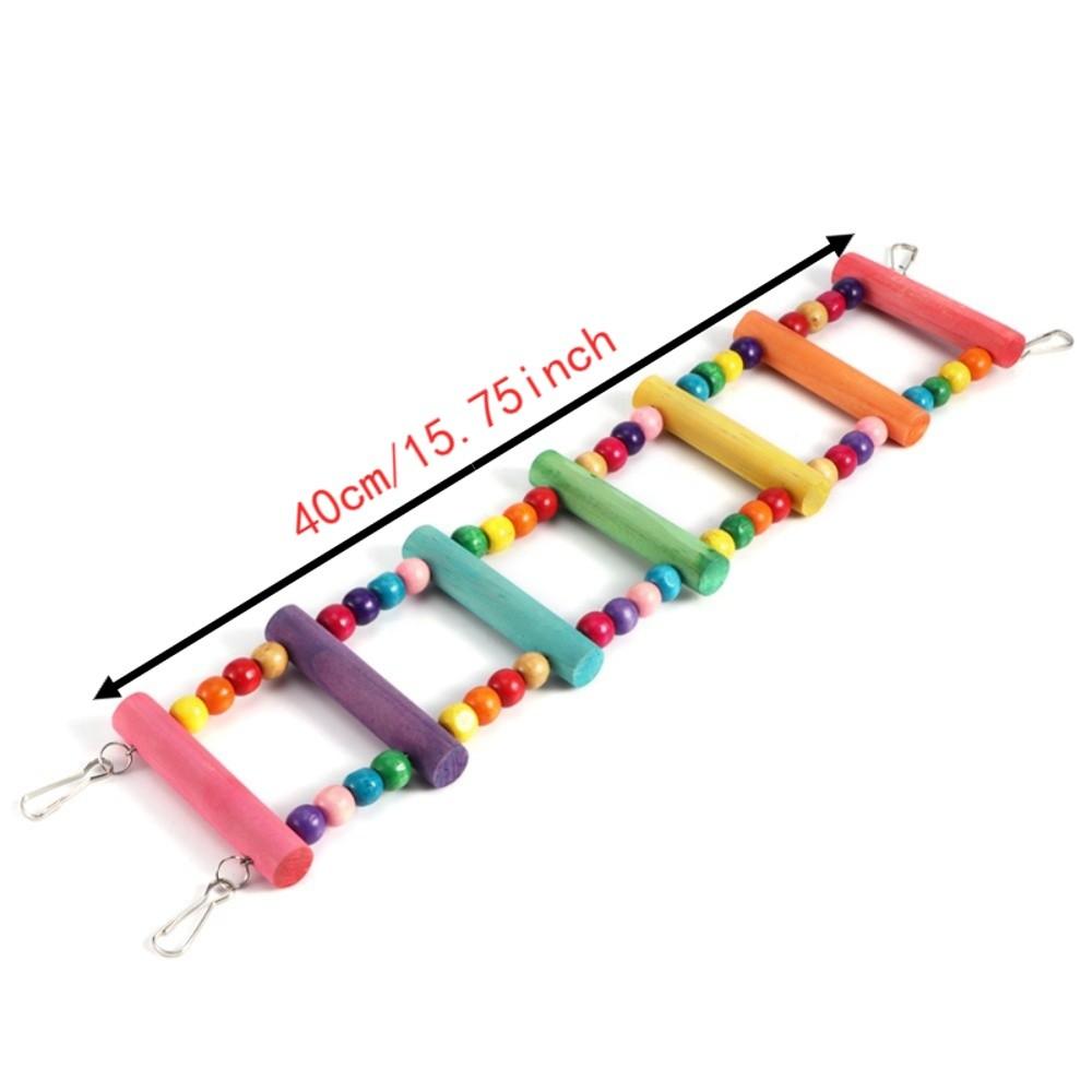 Colorful Beads Parrot Climbing Ladder Natural Wood Parakeet Swing Toy Wood Bead Toy  For Parakeets