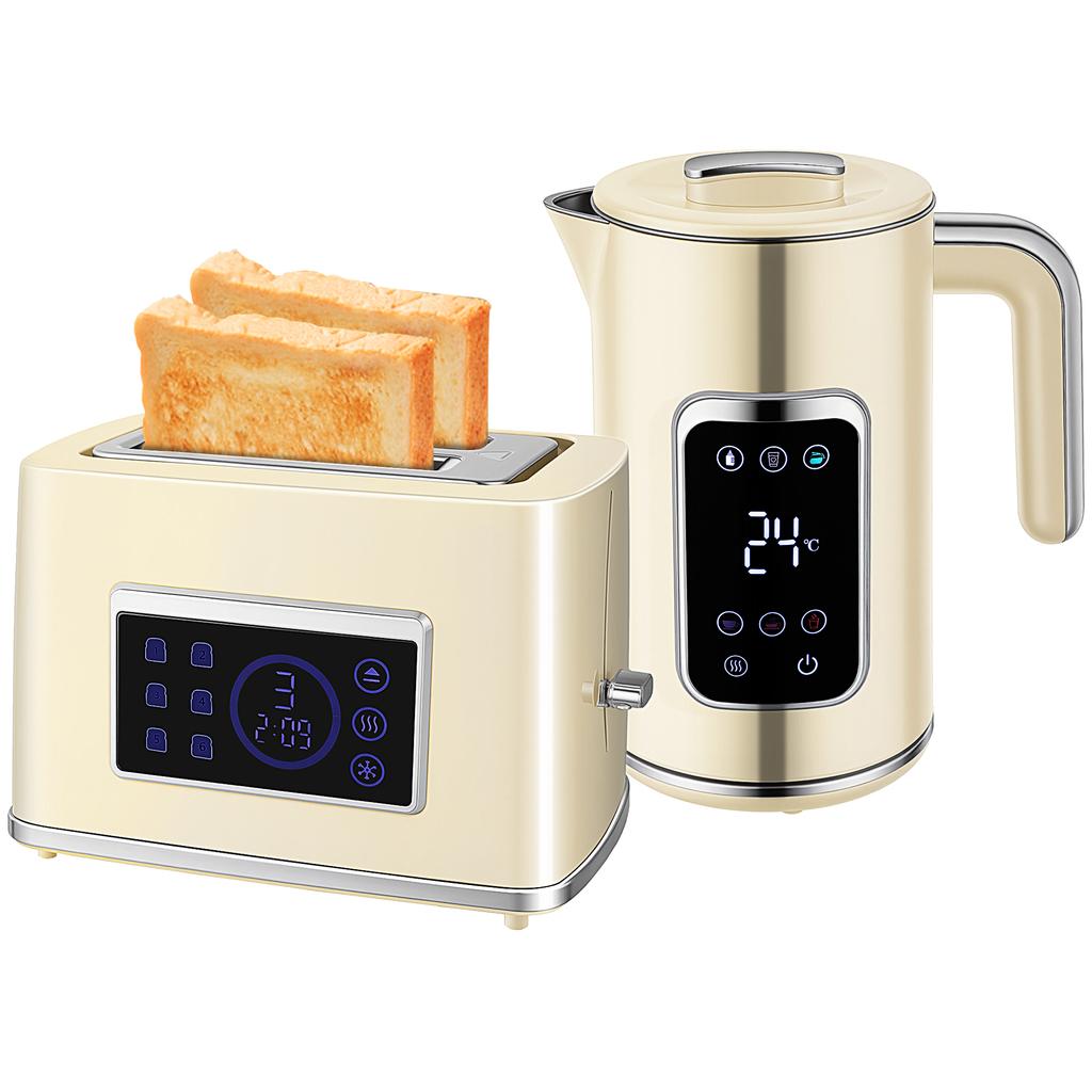 Touch Screen Kettle and Toaster Set - Cream