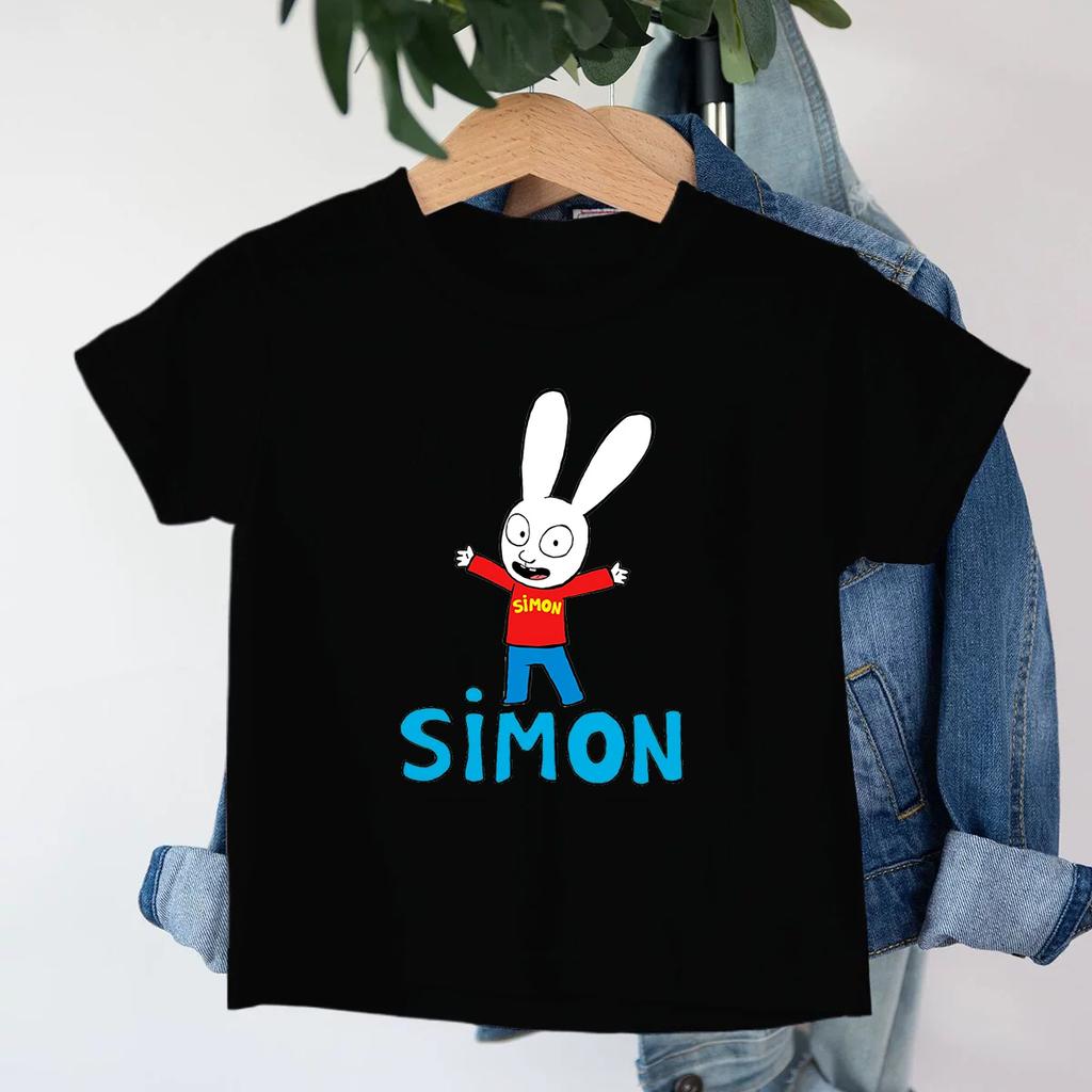 Simon Super Rabbit Cartoon Kids T-shirt Cute Boys Girls Manga Tops Baby Boys Short Sleeve T-shirt Summer Casual O-neck Tee Shirt