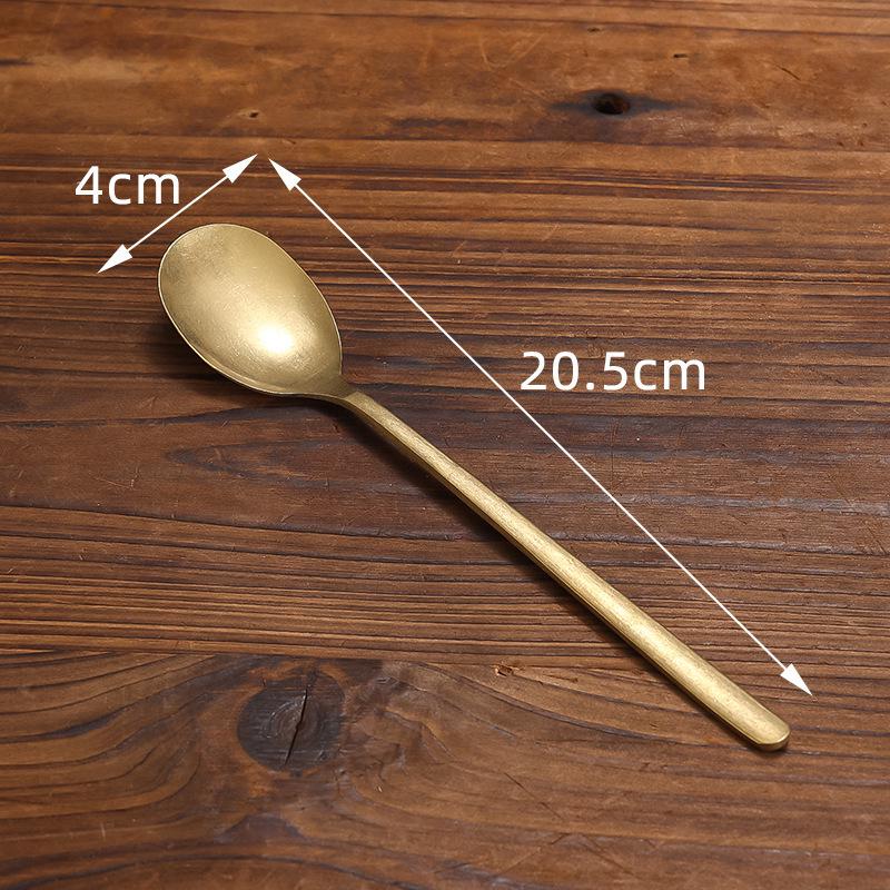 Retro Gold Stainless Steel Tableware Set: Rectangular Plate, Seasoning Dish, Bowl, Water Cup, Chopsticks, Spoon.