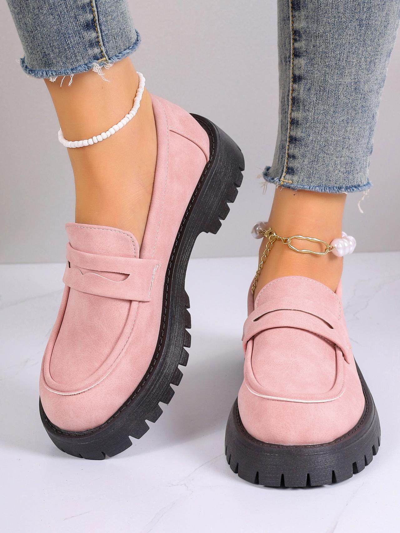 

Fashion 2024 Shoes Women Plus Size Loafers Women British Style Platform Shoes Office Ladies Light Casual Designer Shoes Zapatos De Mujer 38 розовый