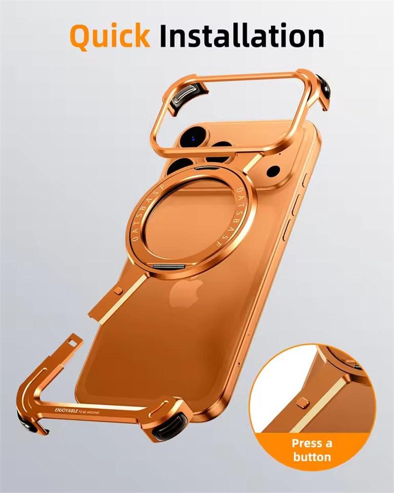 Oatsbasf Handyhülle für iPhone 17 Pro/Pro Max/17 Air 16 15 14 13 Pro Max mit 360° drehbarem Ständer Metallrahmenlos Magsafe Schutz Stoßfest